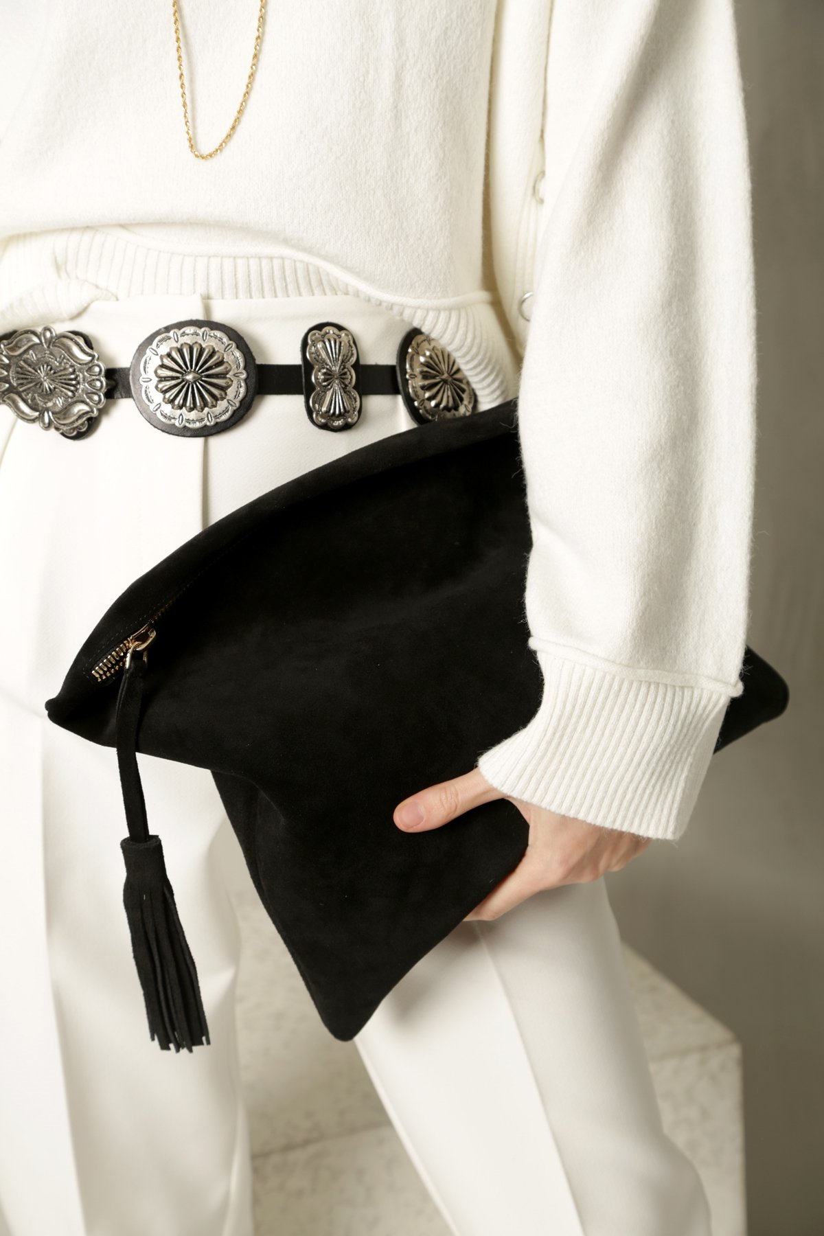 Siyah Süet Clutch
