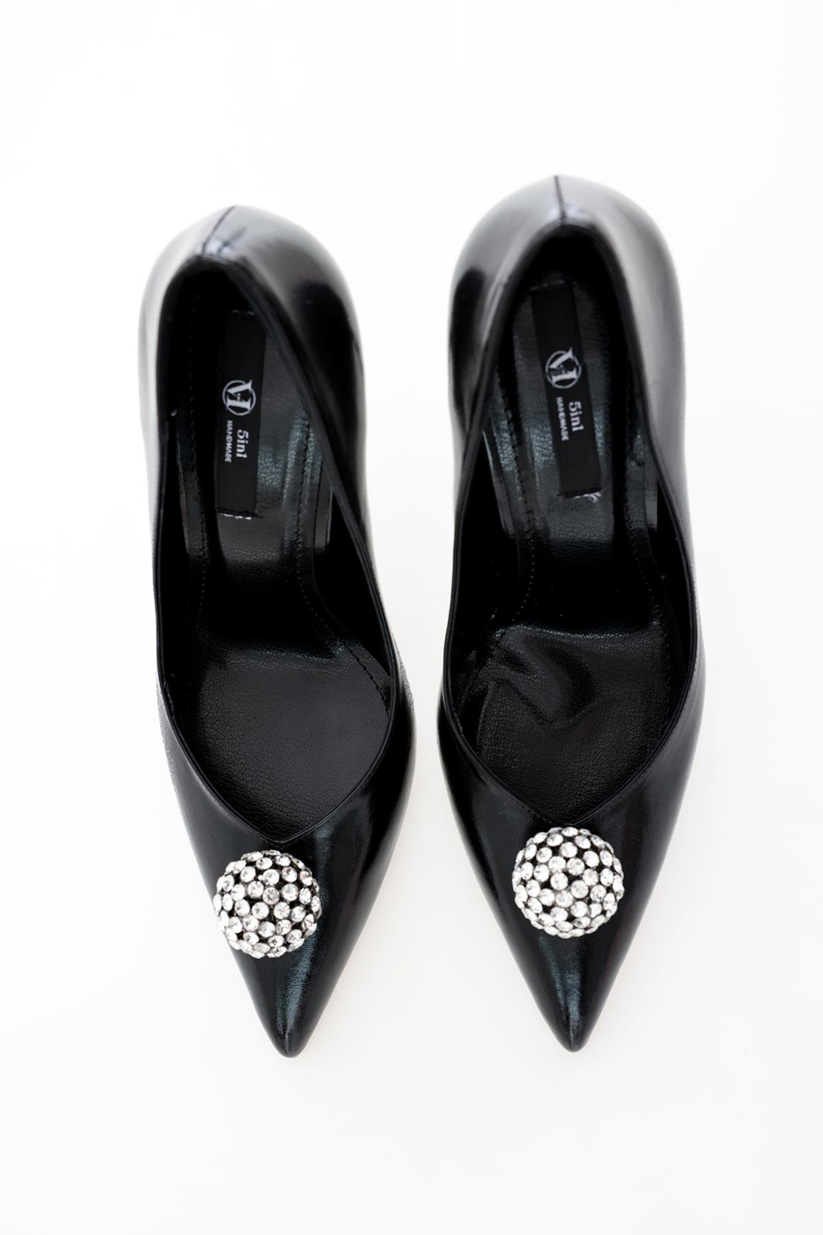 Siyah Taş Aksesuarlı Stiletto 75053