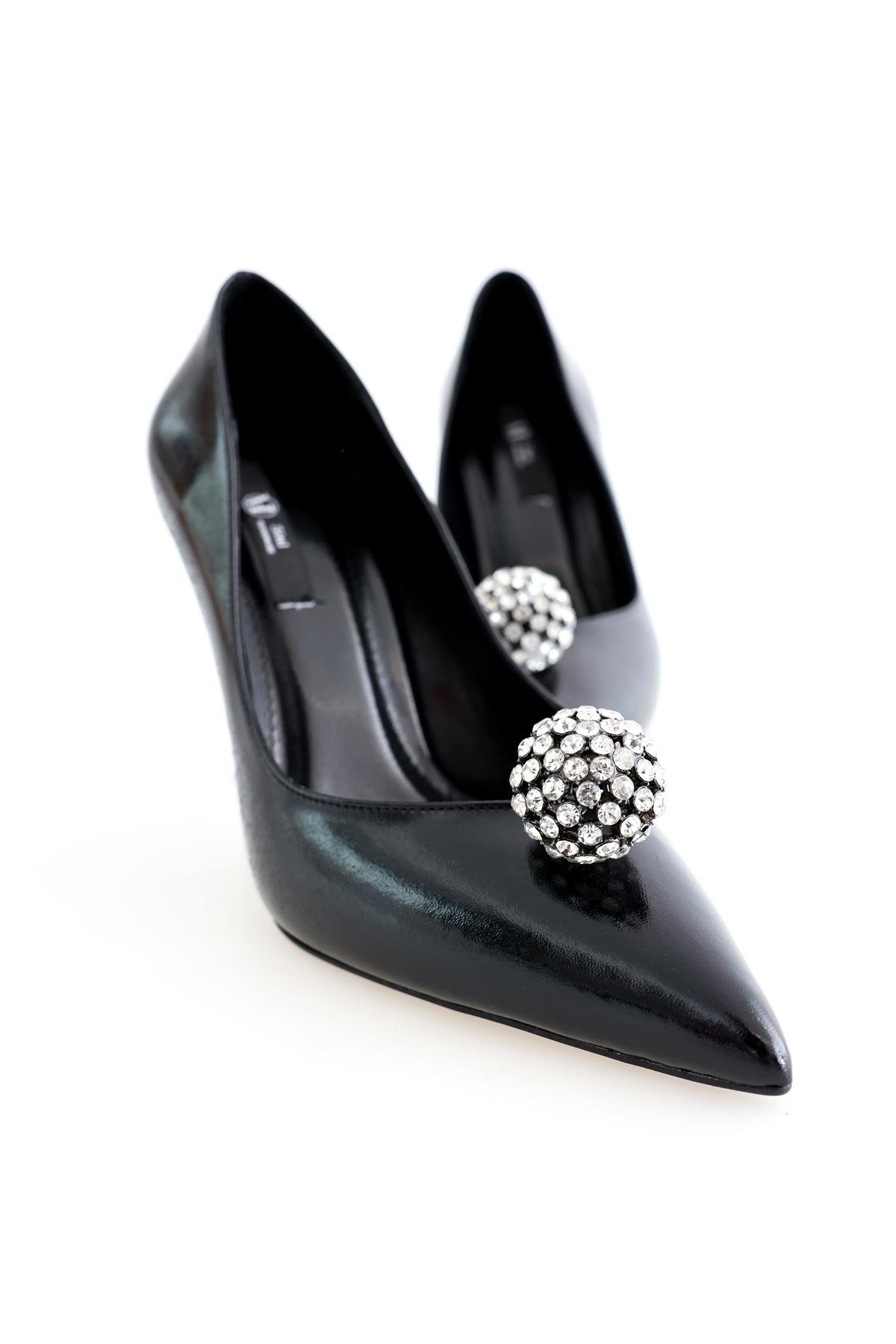 Siyah Taş Aksesuarlı Stiletto 75053