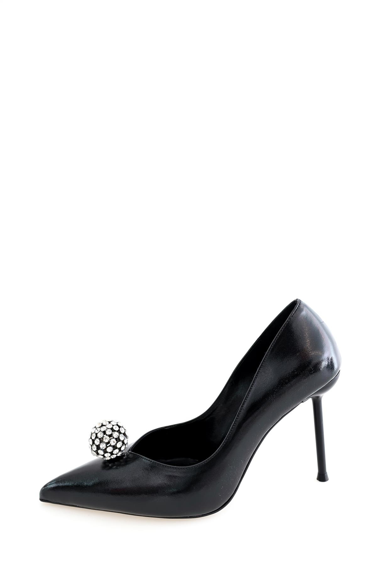 Siyah Taş Aksesuarlı Stiletto 75053