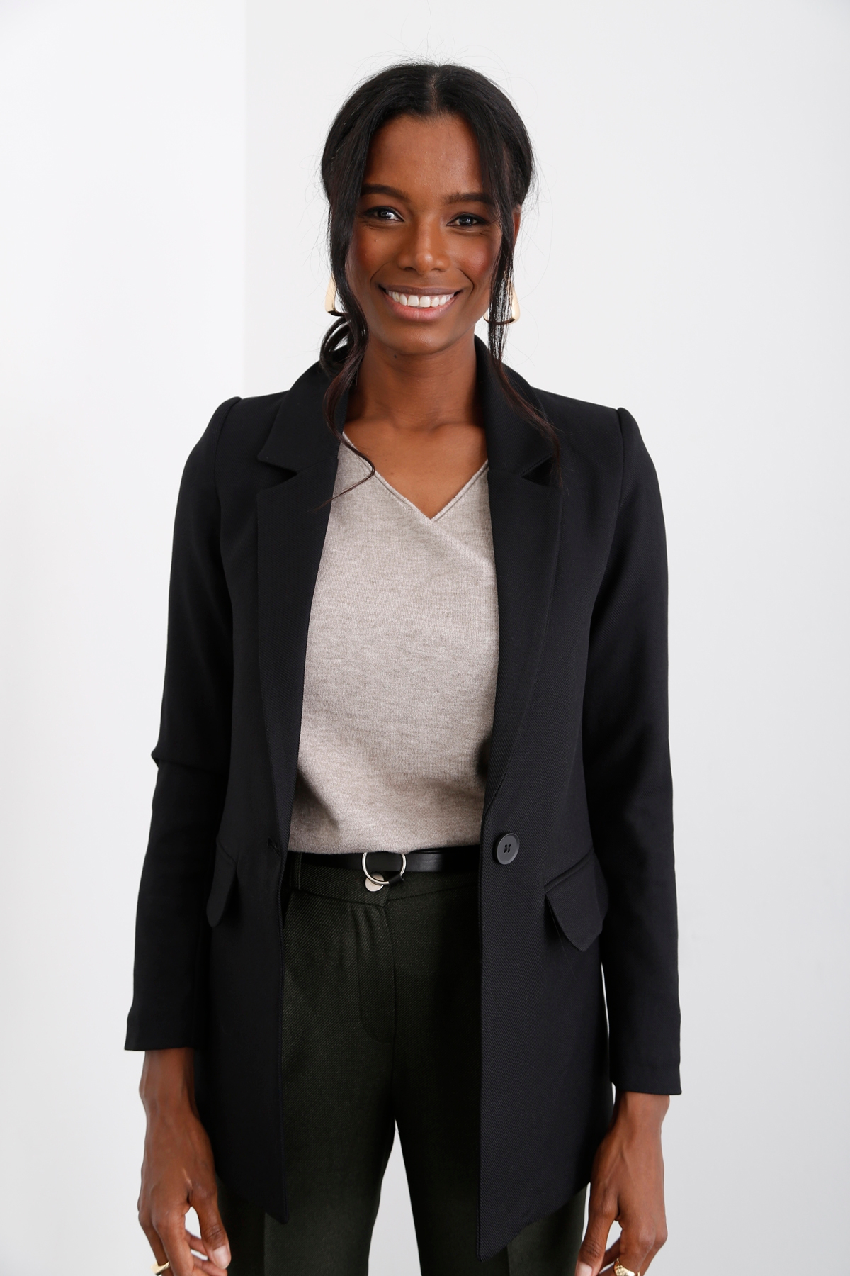 Siyah Tek Düğme Blazer Ceket-1 3133-03
