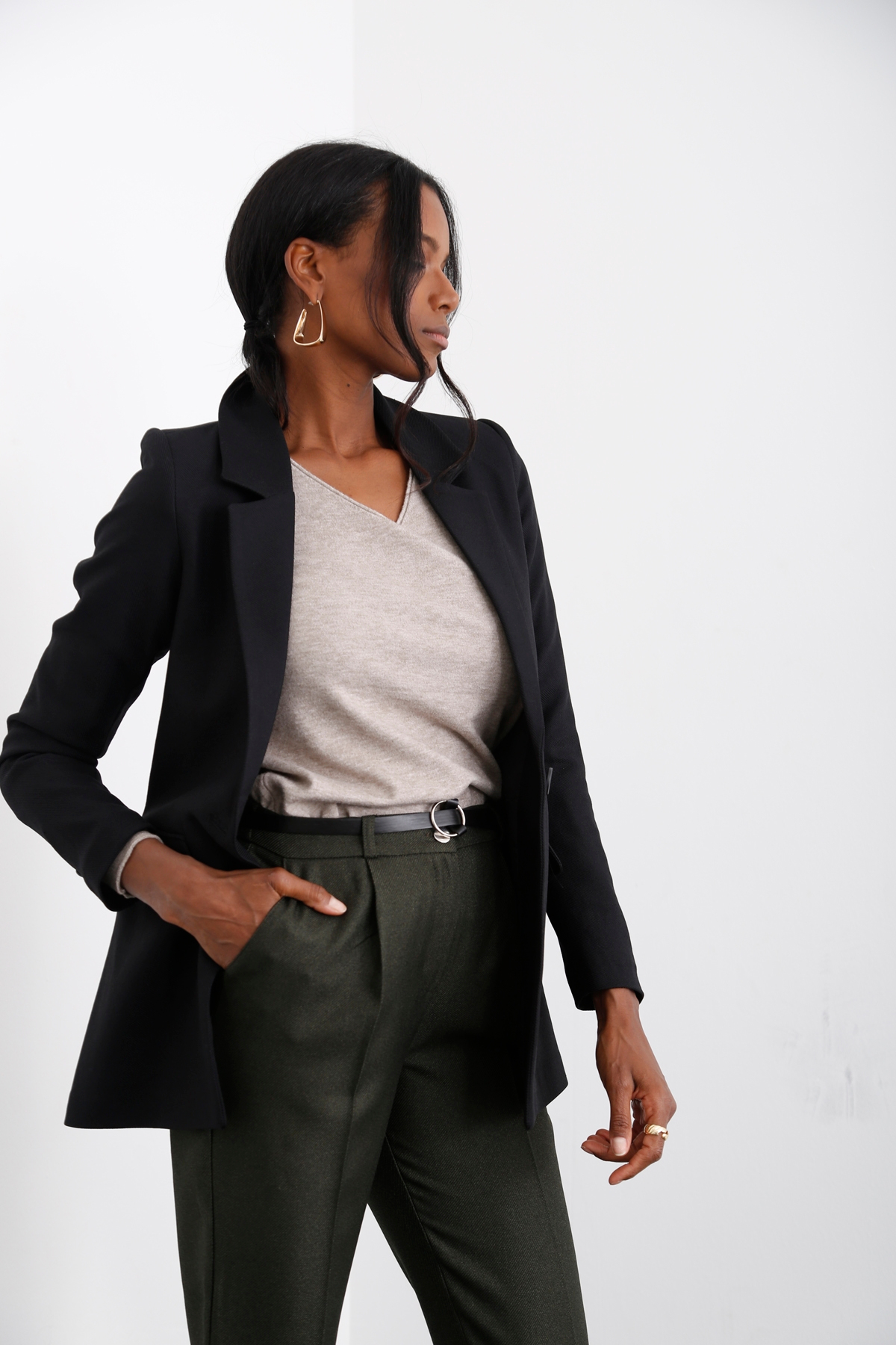 Siyah Tek Düğme Blazer Ceket-1 3133-03
