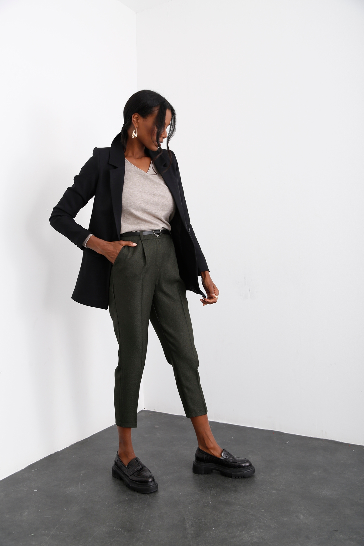 Siyah Tek Düğme Blazer Ceket-1 3133-03