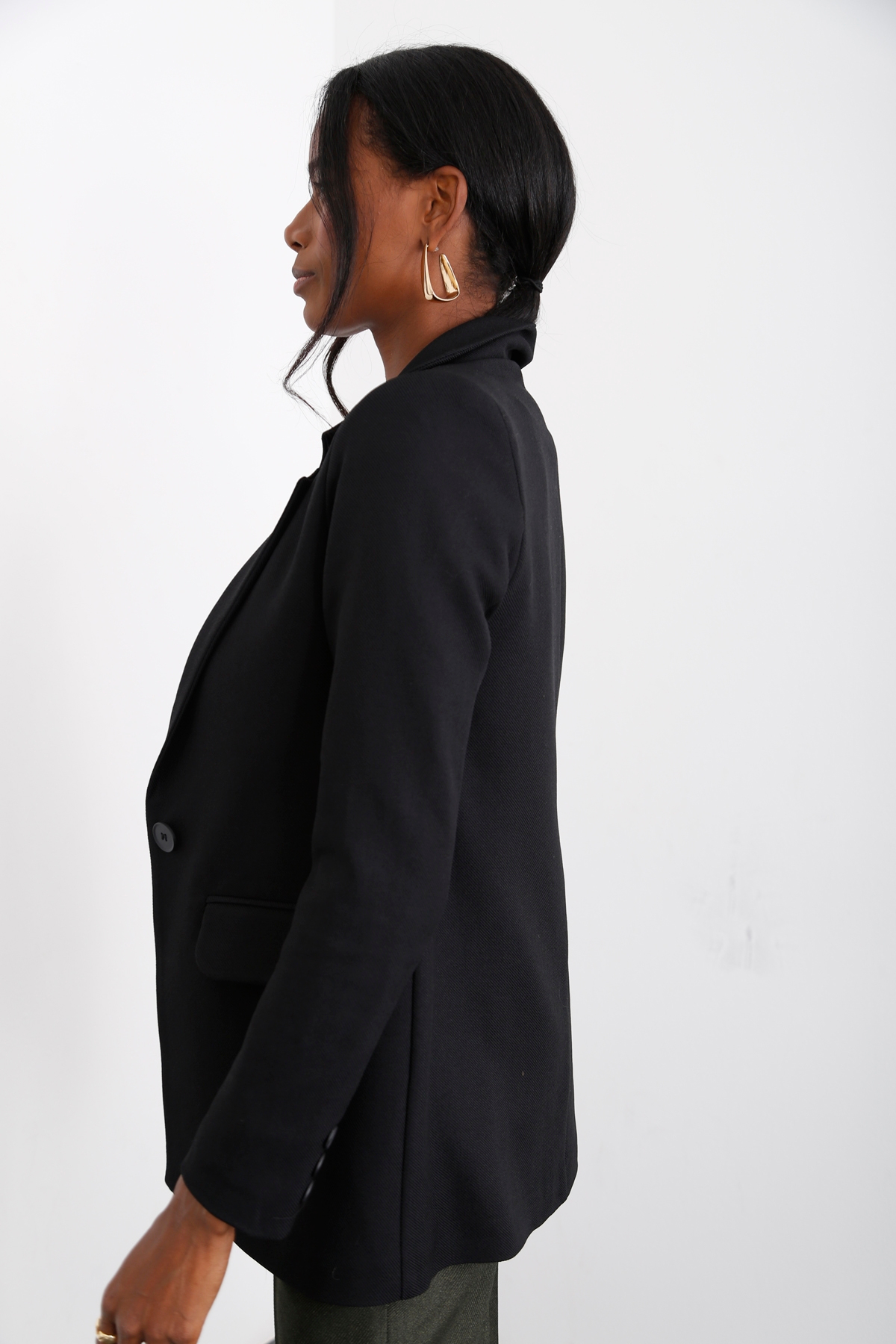 Siyah Tek Düğme Blazer Ceket-1 3133-03