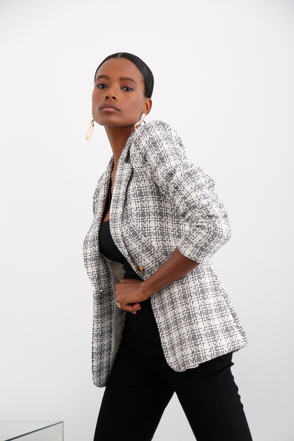 Siyah Tek Düğme Blazer Ceket 17314