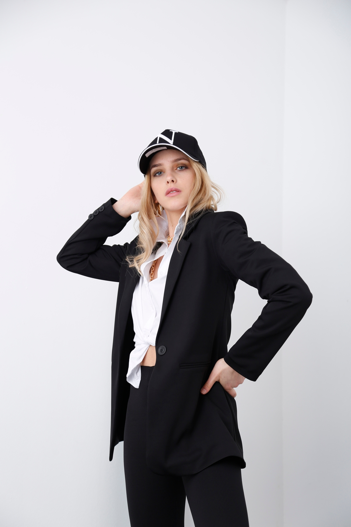Siyah Tek Düğme Blazer Ceket 3133-05