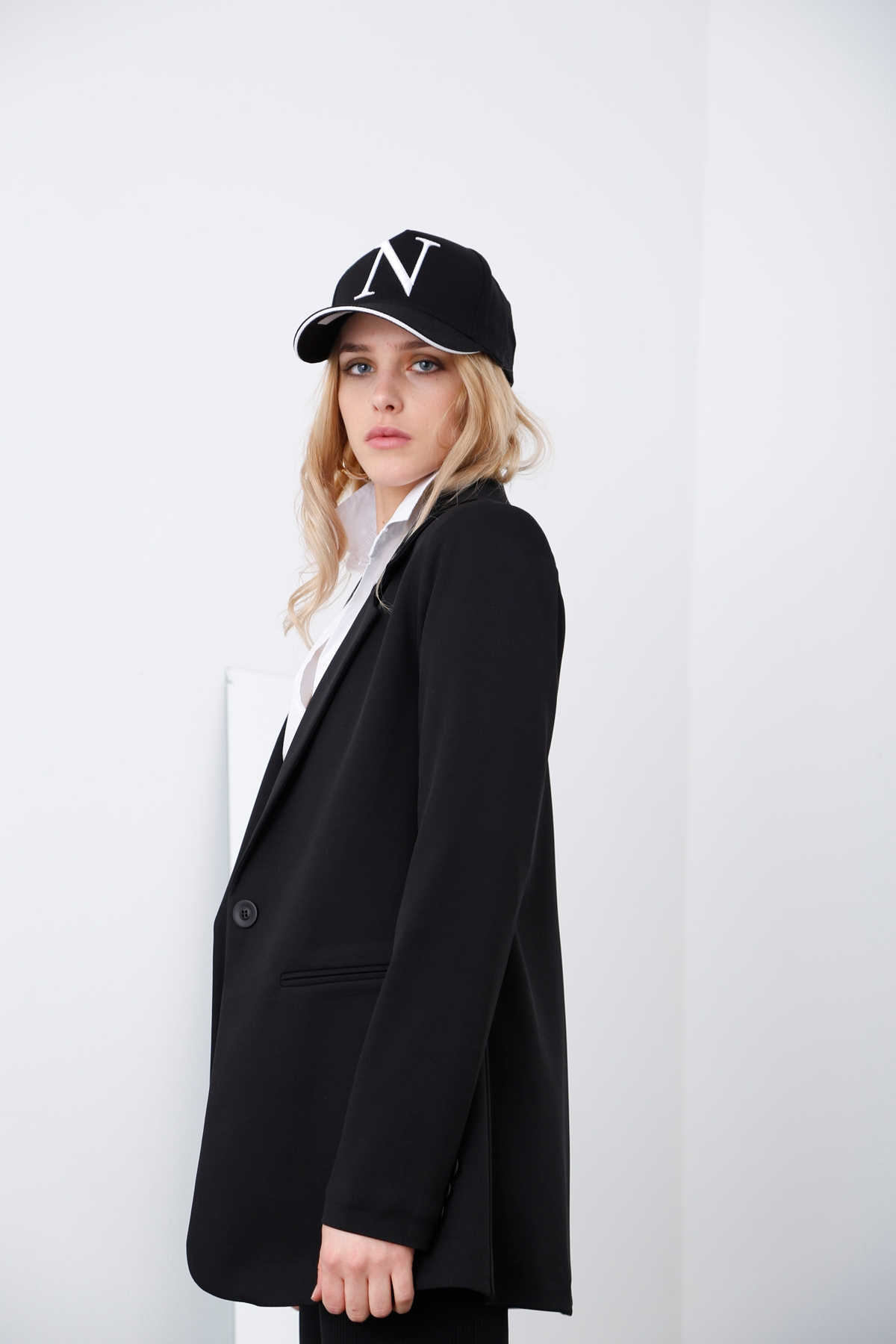Siyah Tek Düğme Blazer Ceket 3133-05