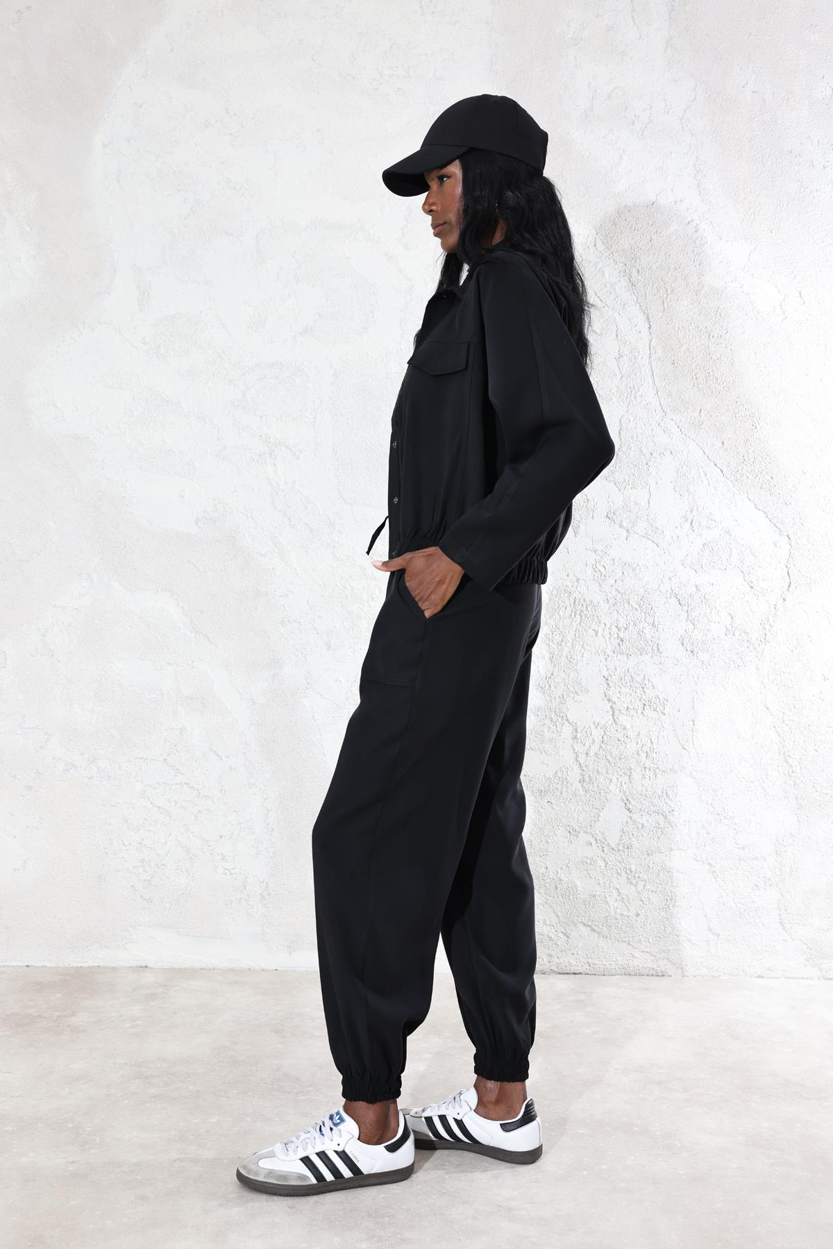 Siyah Tencel Bomber Takım 30312