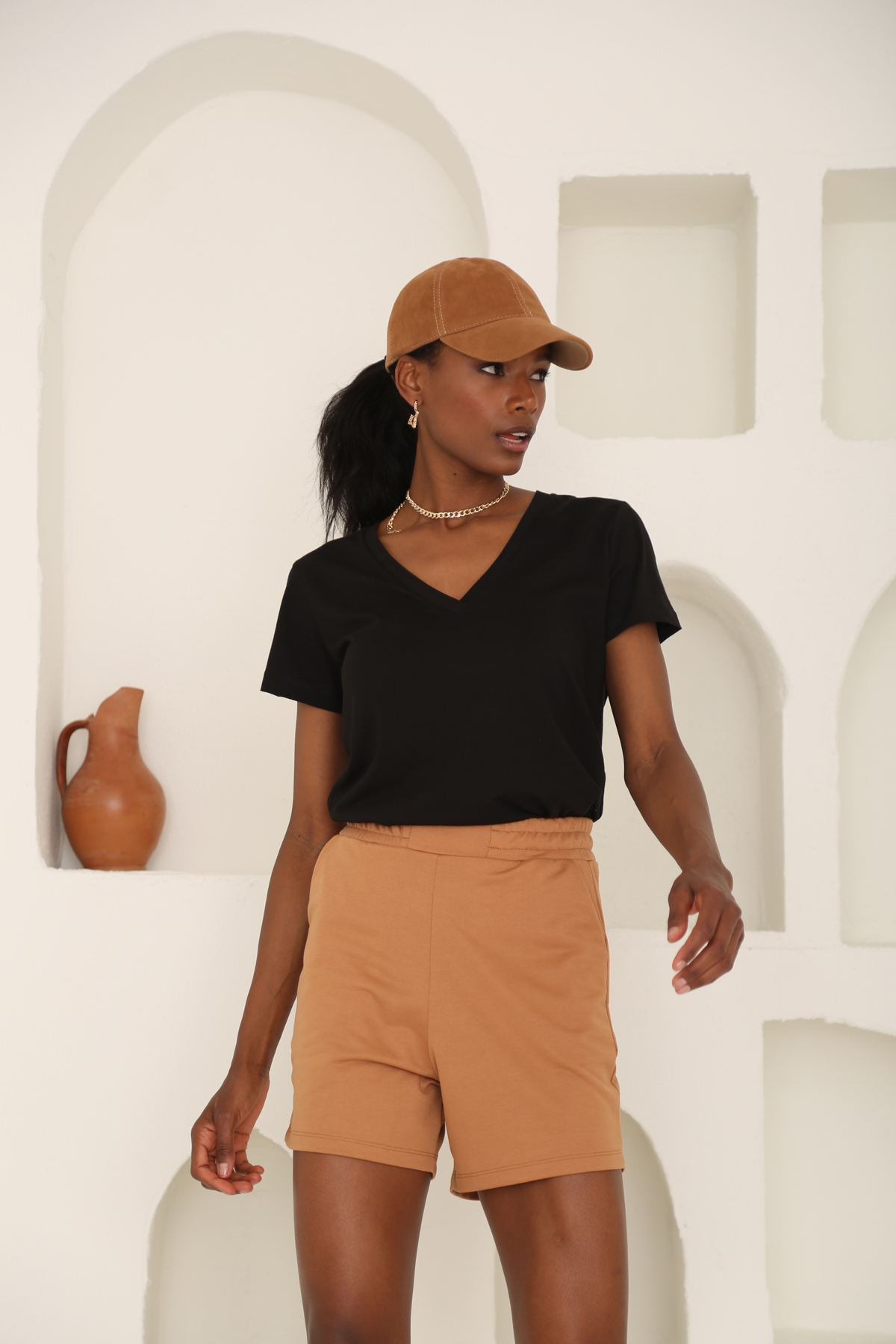 Siyah Ultra Soft V Yaka Tshirt 