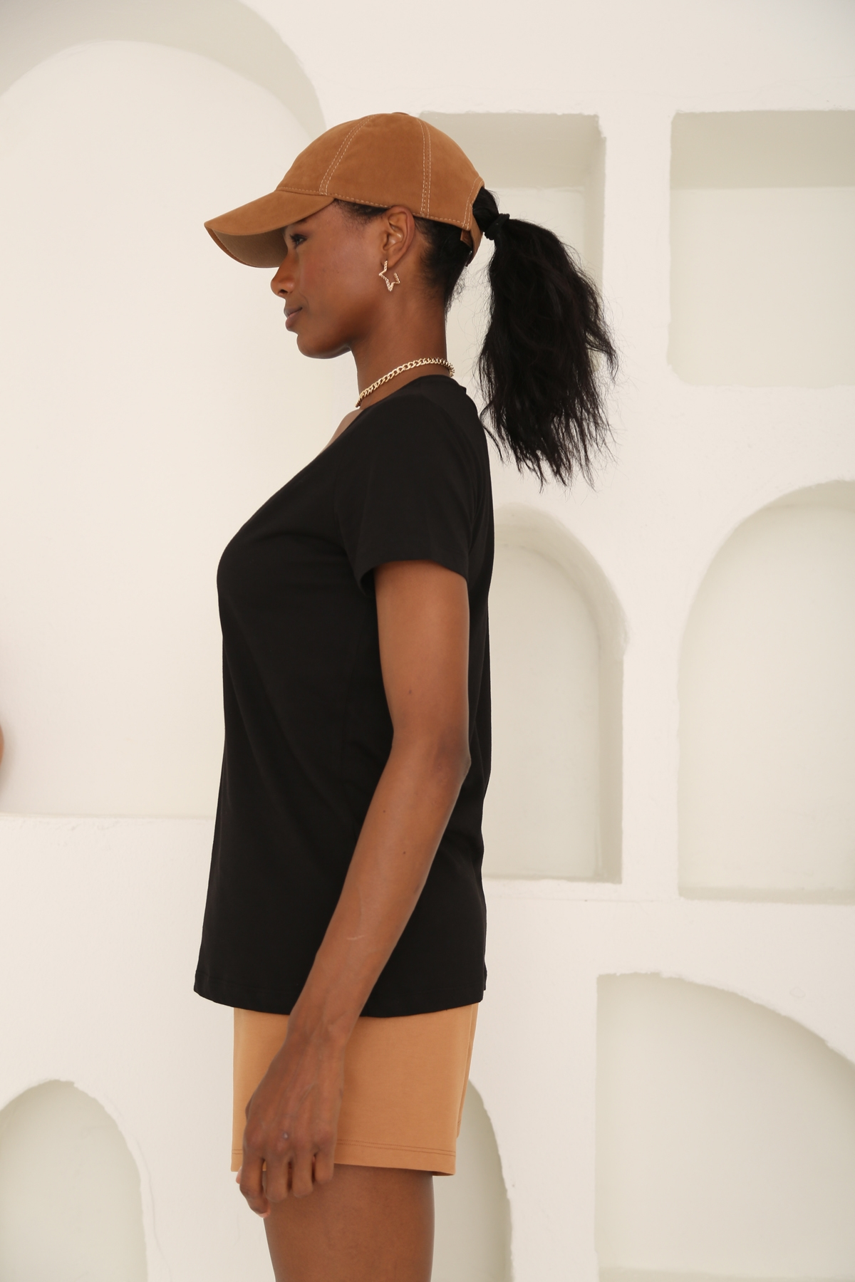 Siyah Ultra Soft V Yaka Tshirt 