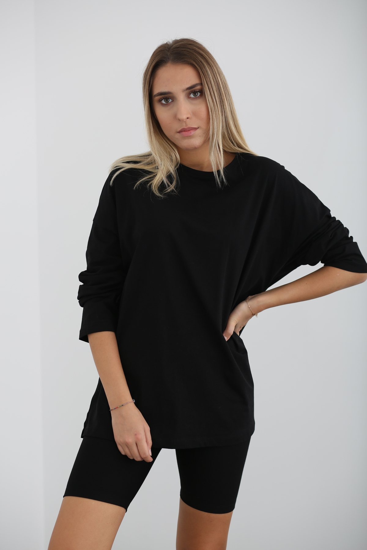 Siyah Uzun Kol Basic Tshirt 0106