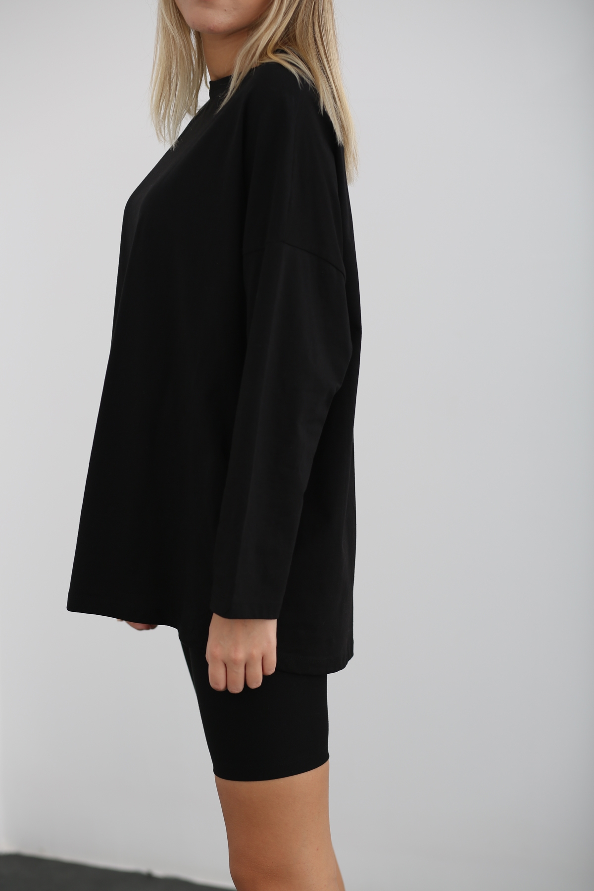 Siyah Uzun Kol Basic Tshirt 0106