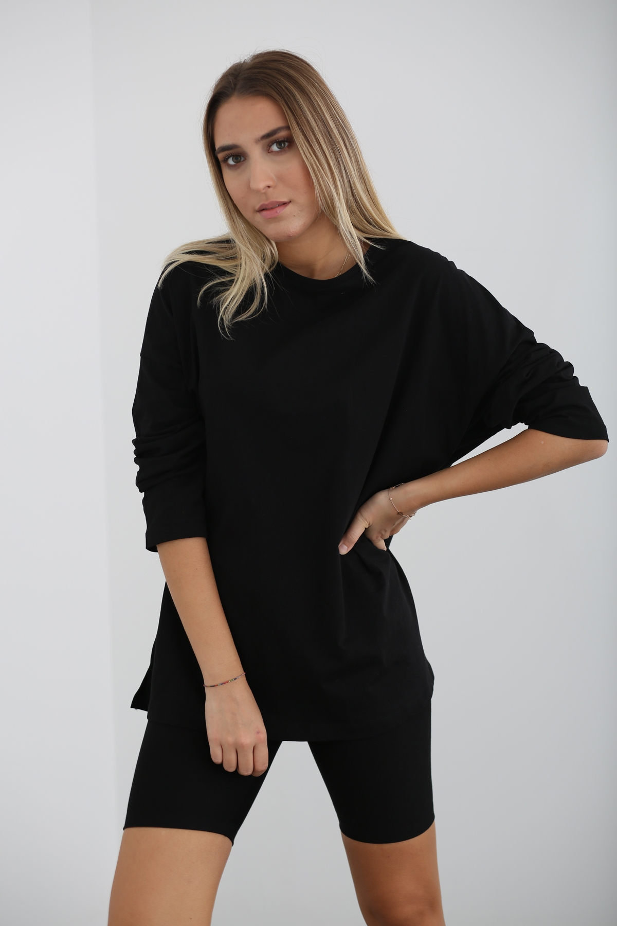 Siyah Uzun Kol Basic Tshirt 0106