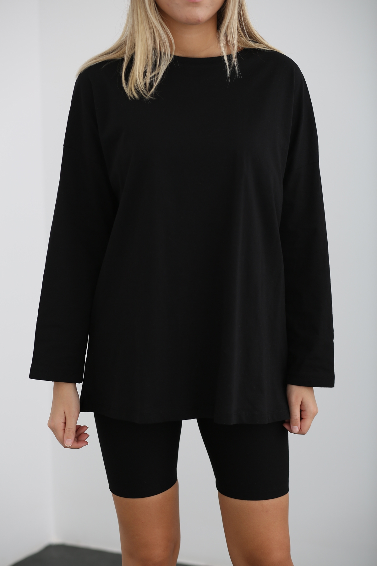 Siyah Uzun Kol Basic Tshirt 0106