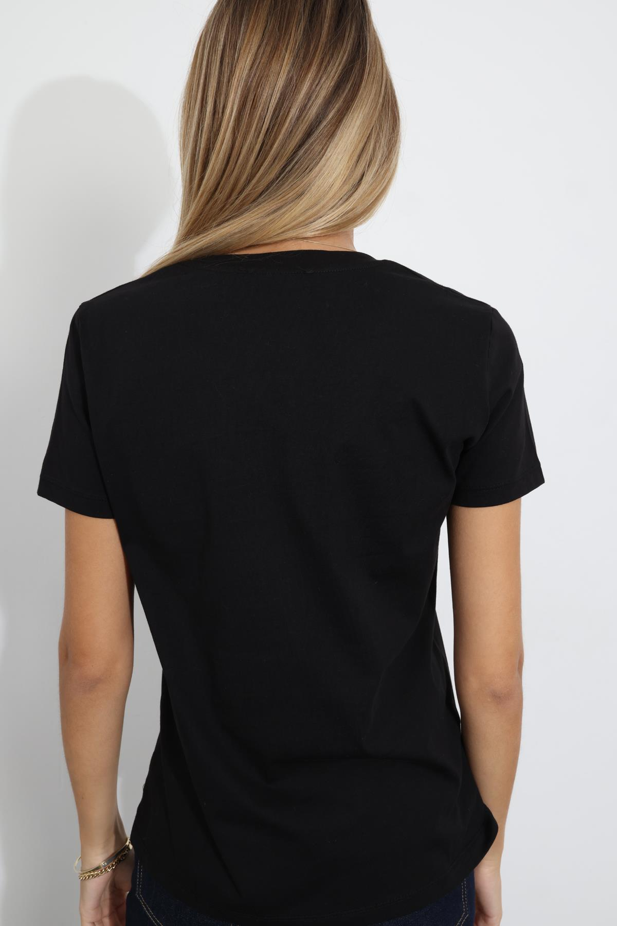 Siyah V Yaka Basic Tişört 7498