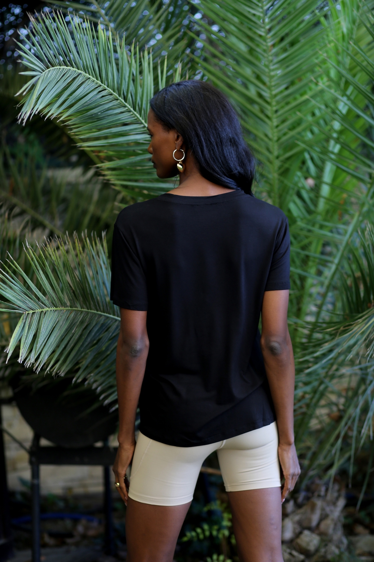 Siyah V Yaka Tshirt 25070