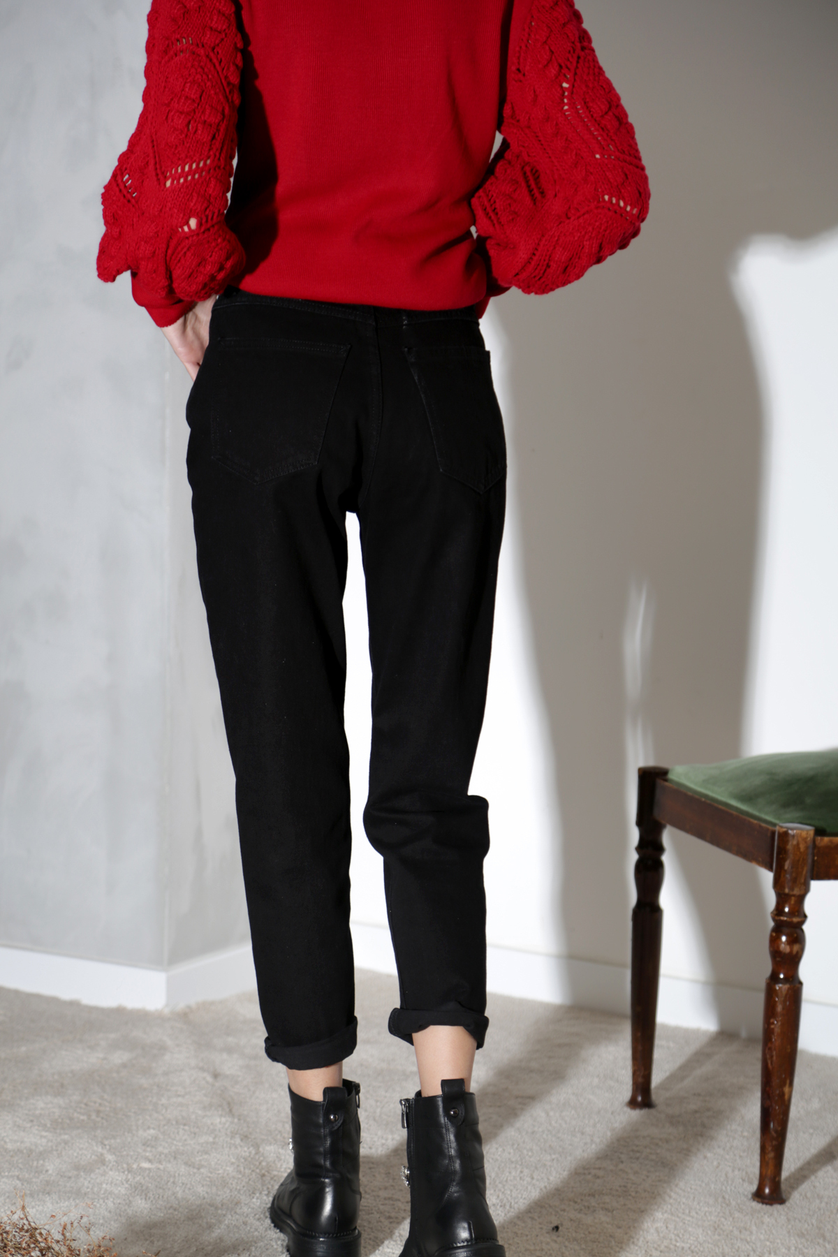 Siyah Vintage Mom Jean