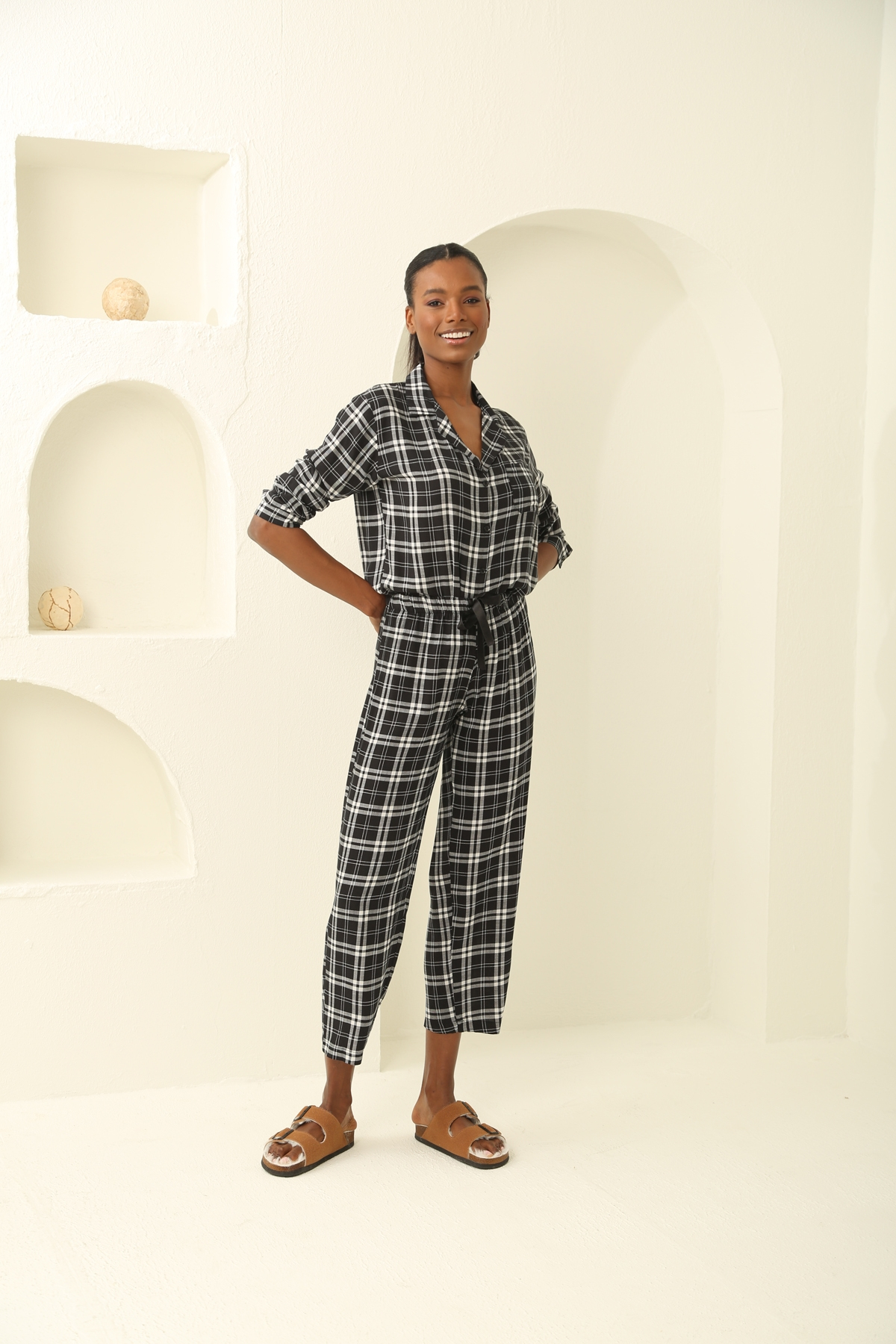 Siyah Viskon Pijama Takım 