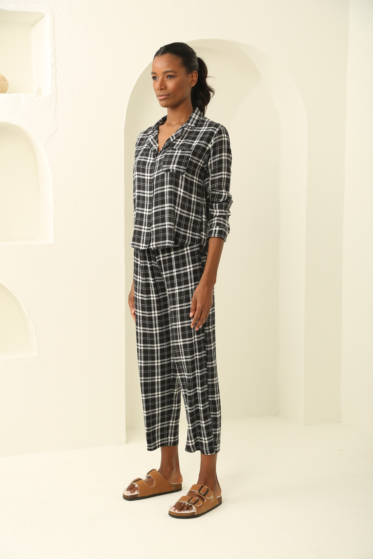 Siyah Viskon Pijama Takım 