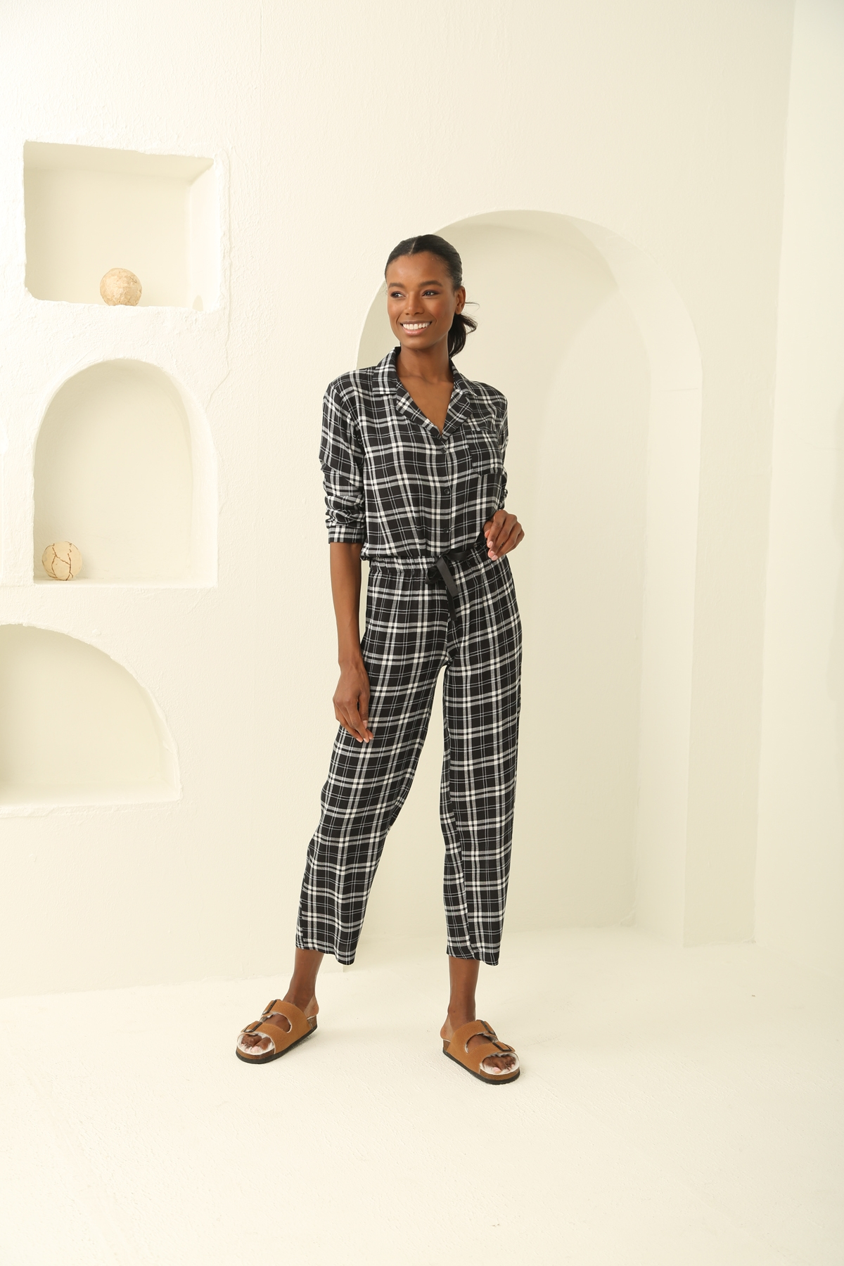 Siyah Viskon Pijama Takım 