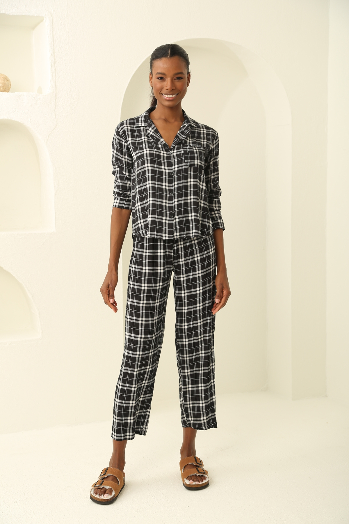 Siyah Viskon Pijama Takım 
