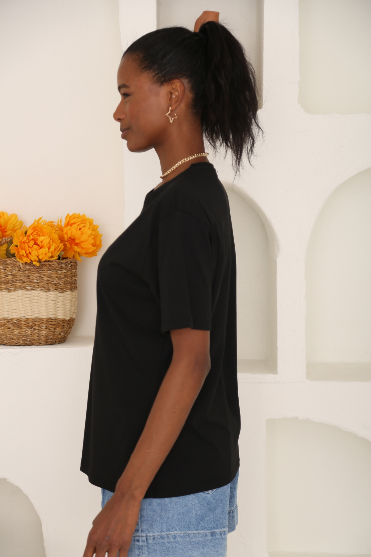 Siyah What Baskılı Tshirt 3658