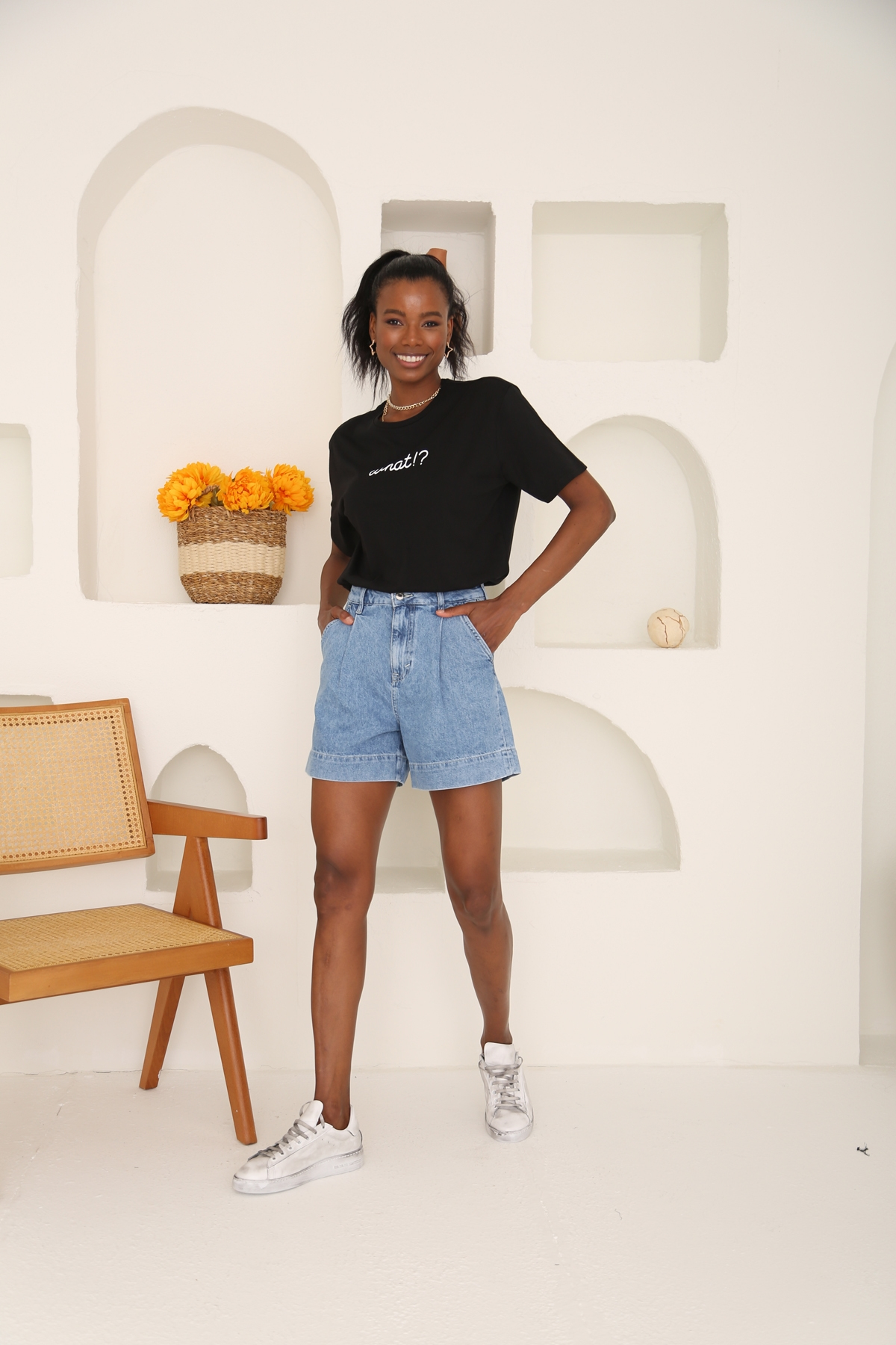 Siyah What Baskılı Tshirt 3658