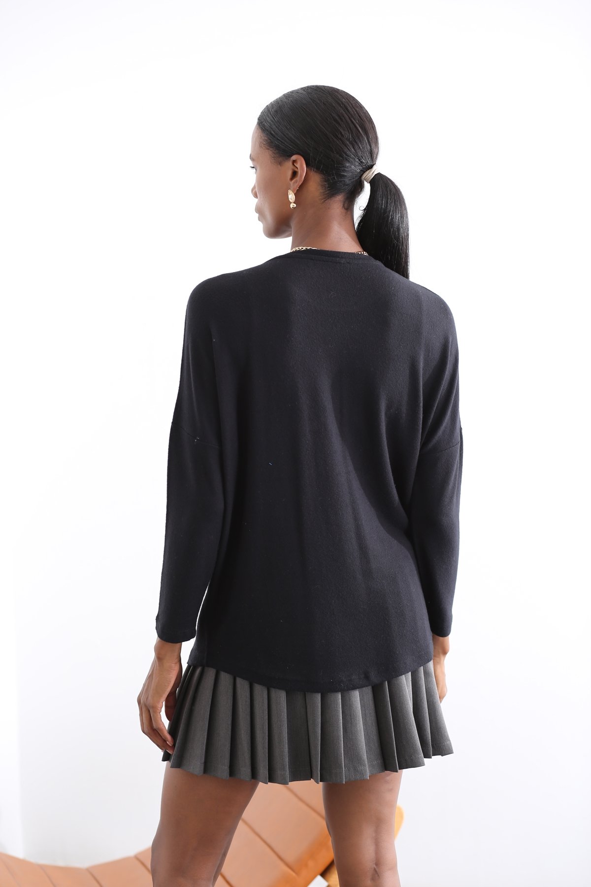 Siyah Yumoş Basic İnce Triko 0050