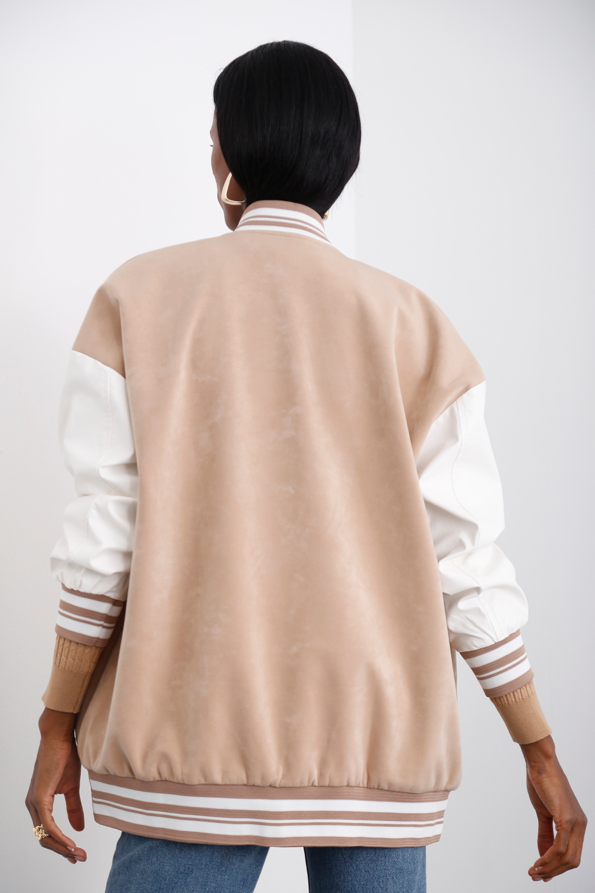 Sütlü Kahve Oversize Bomber Ceket 54068