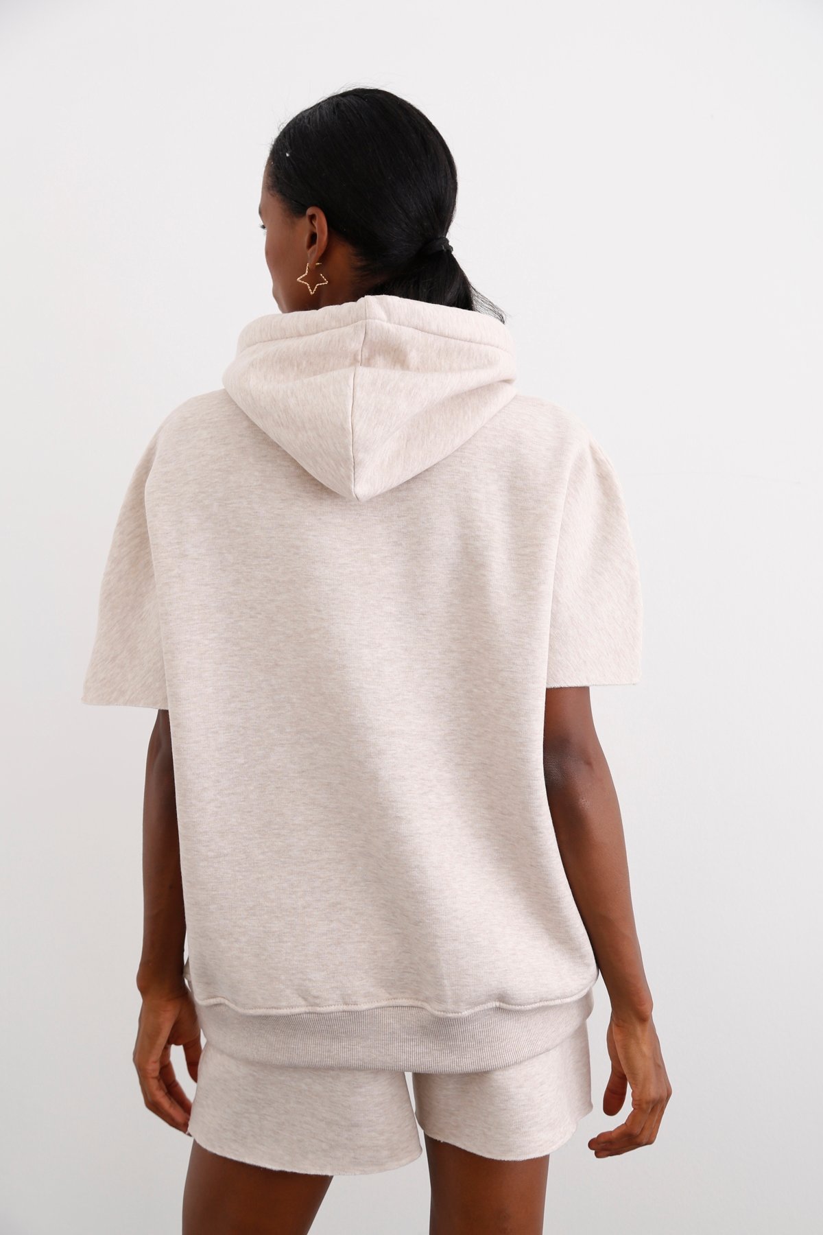 Sütlü Kahve Şardonlu Kolsuz Sweatshirt 0010