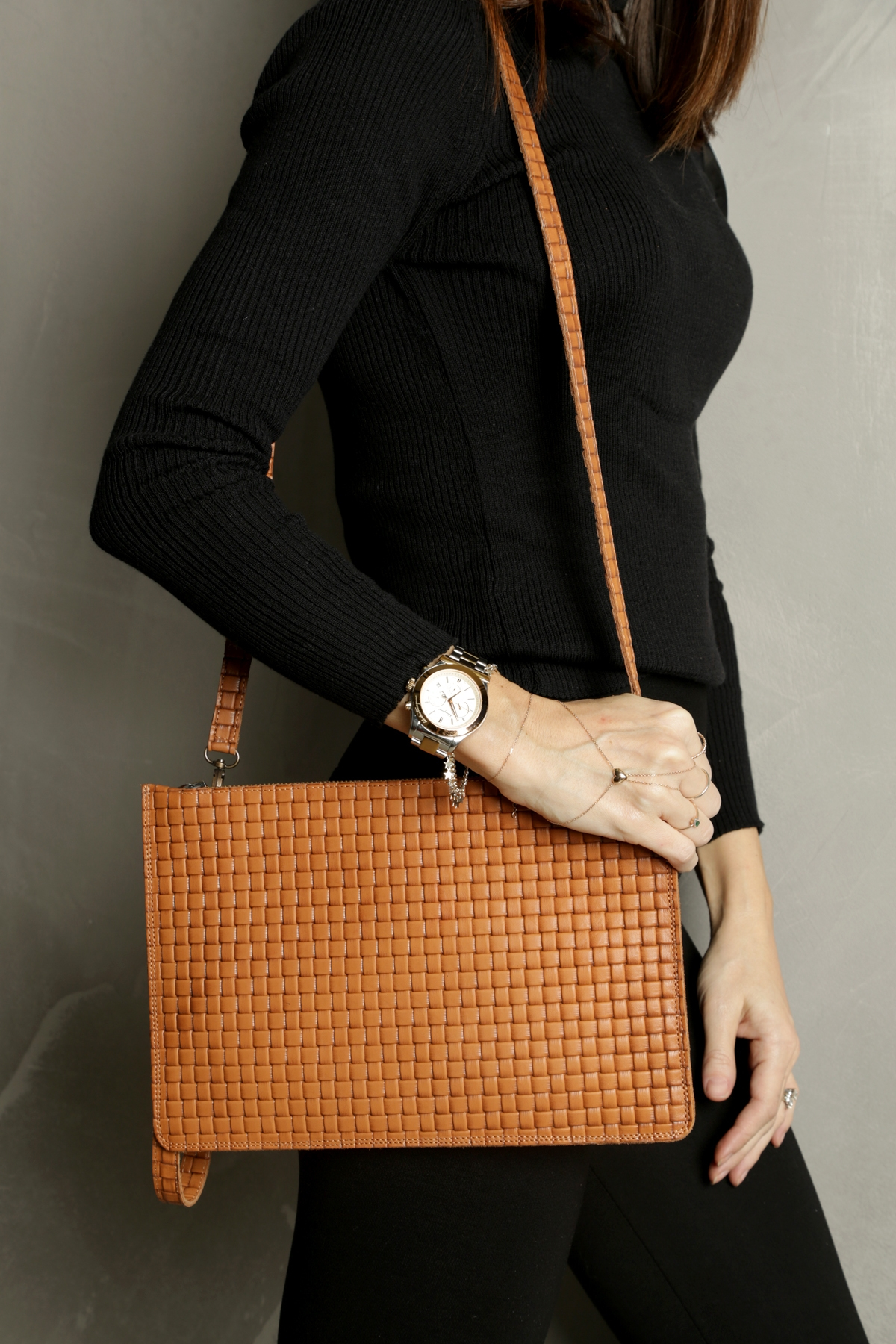 Taba Askılı Deri Clutch