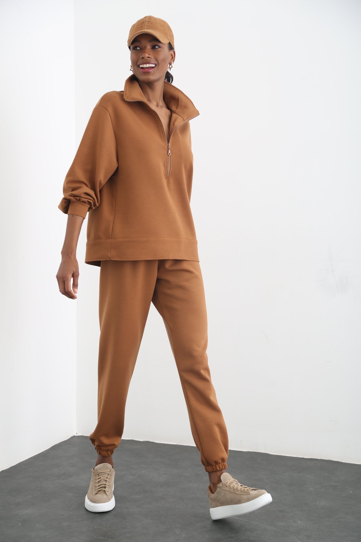 Taba Fermuarlı Sweat Takım 96040