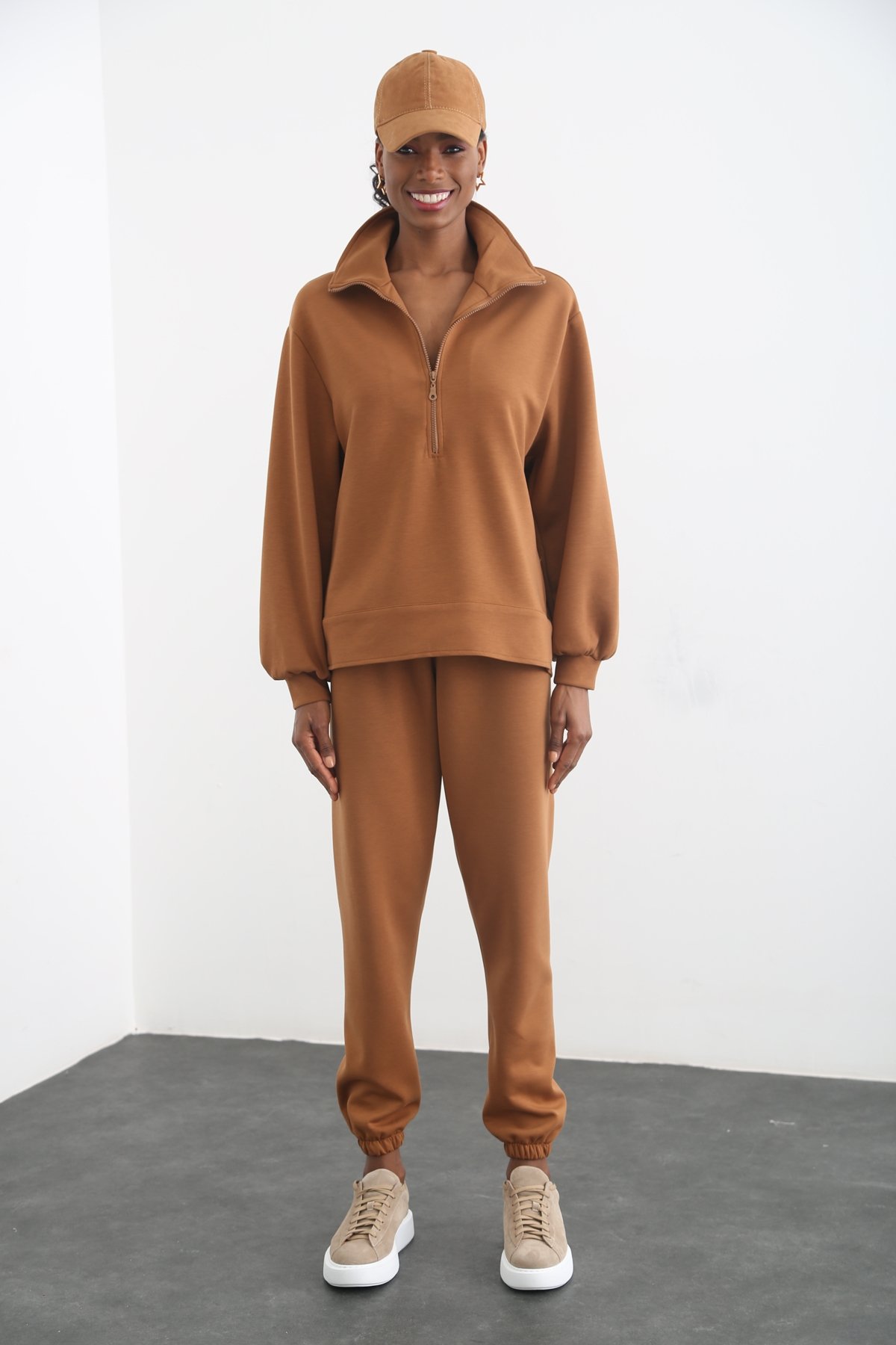 Taba Fermuarlı Sweat Takım 96040
