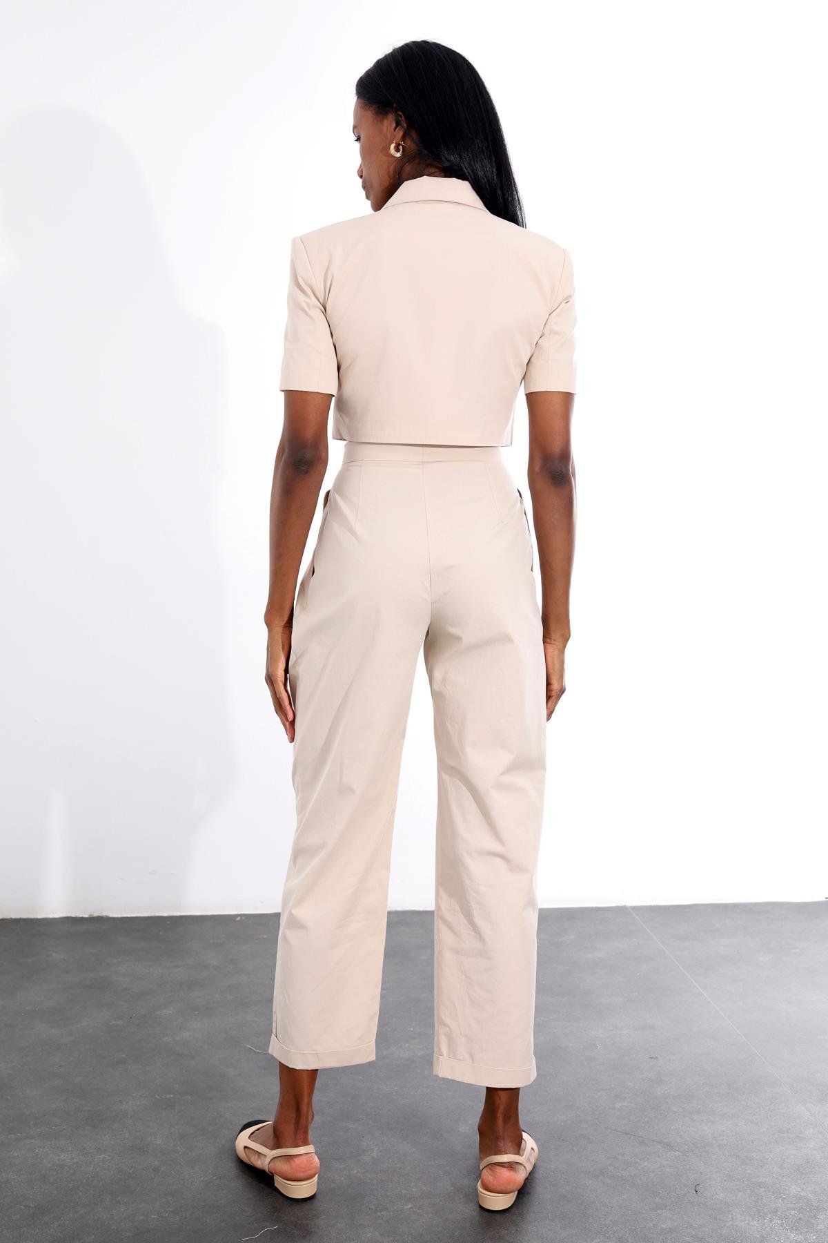 Taş Crop Ceket Pantolon Takım 5368-1352