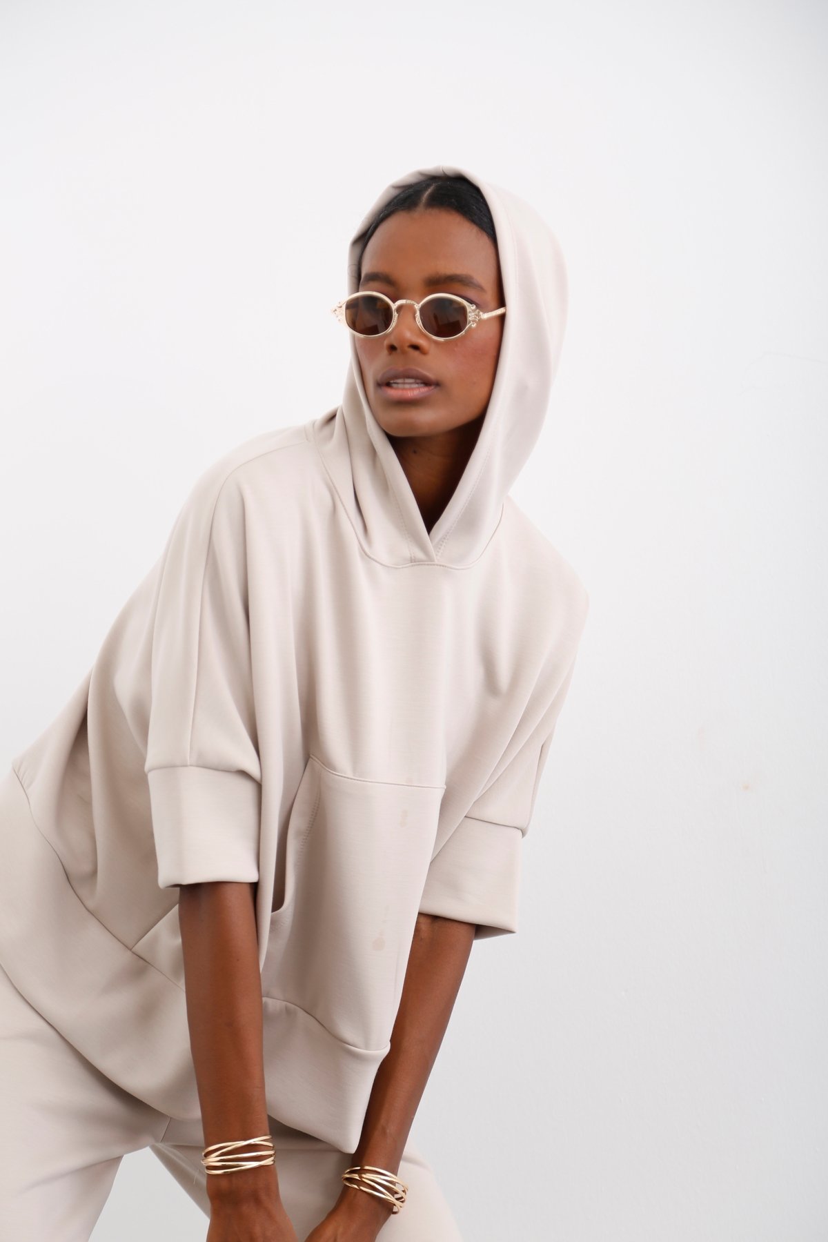 Taş Kapüşonlu Oversize Sweatshirt 26320