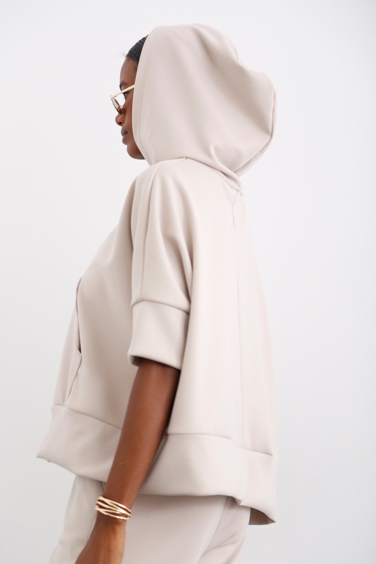 Taş Kapüşonlu Oversize Sweatshirt 26320