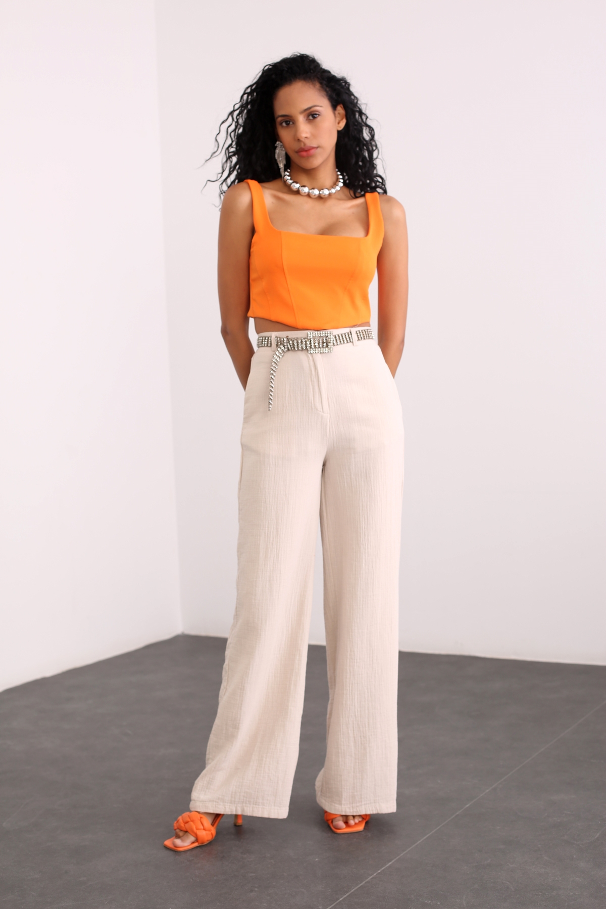 Taş Müslin Palazzo Pantolon 2230