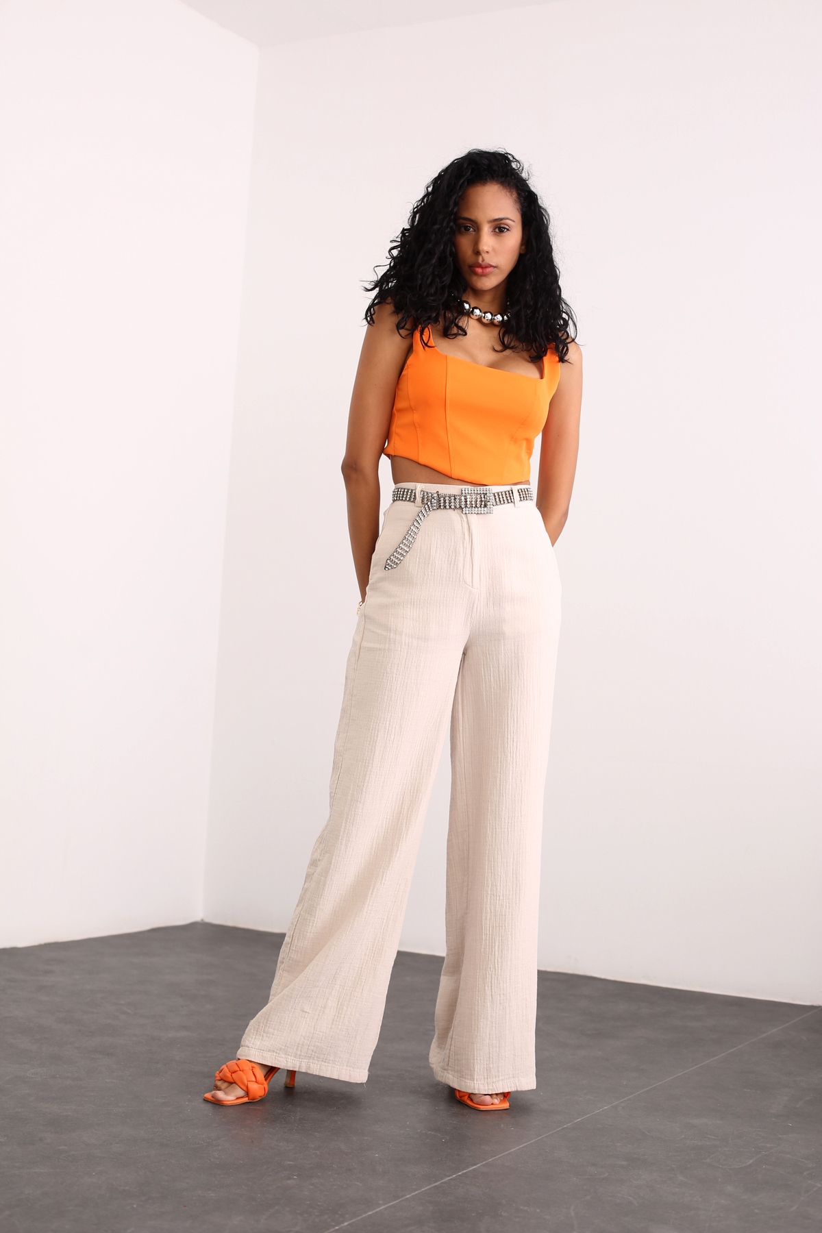 Taş Müslin Palazzo Pantolon 2230