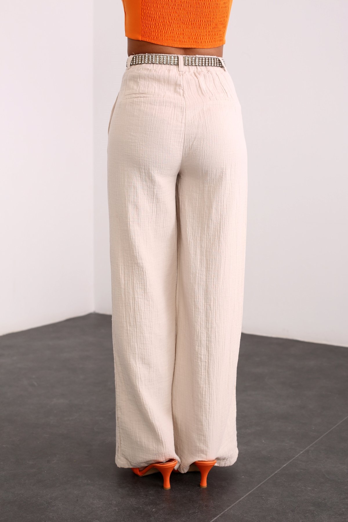 Taş Müslin Palazzo Pantolon 2230