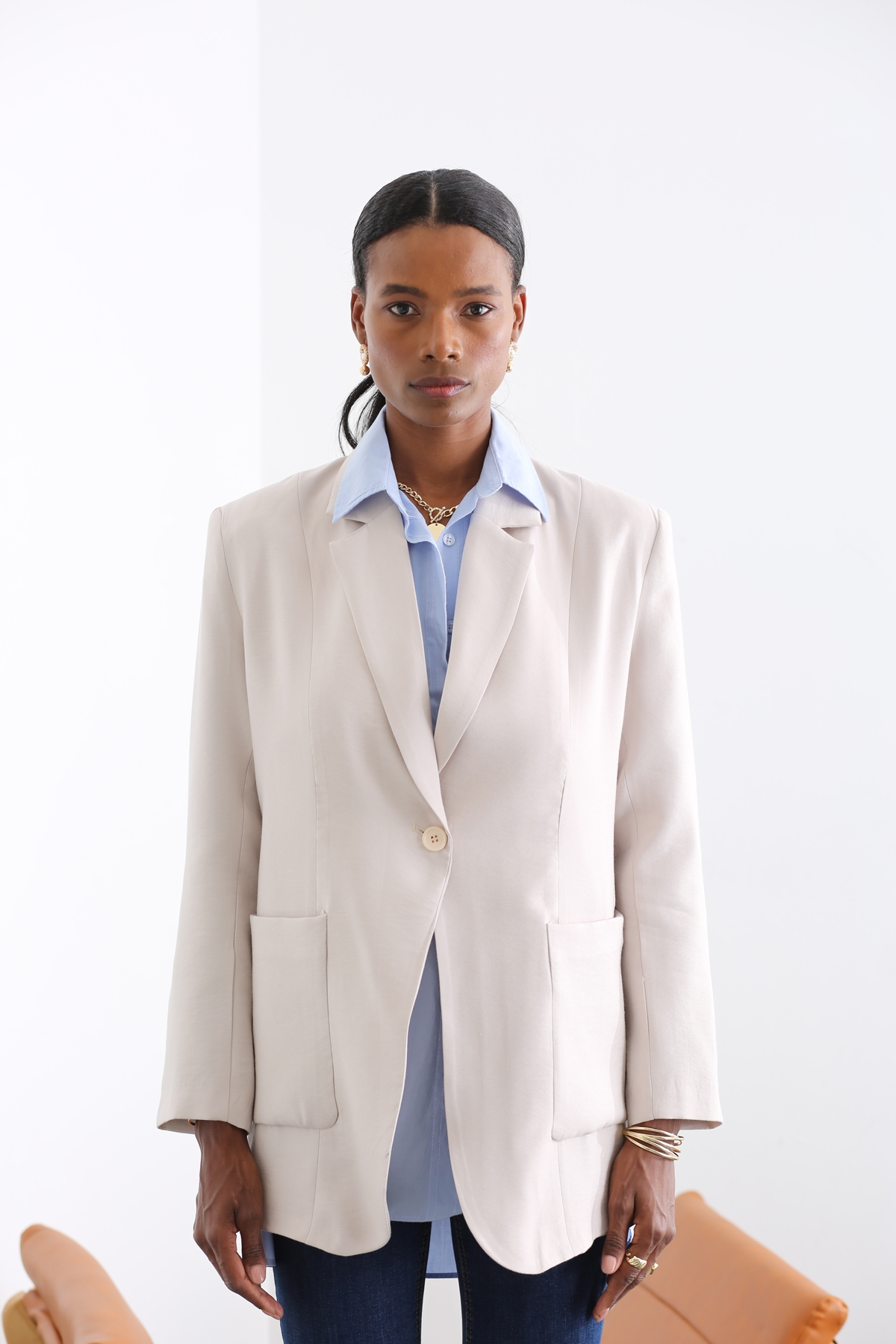 Taş Tek Düğmeli Blazer Ceket 7025
