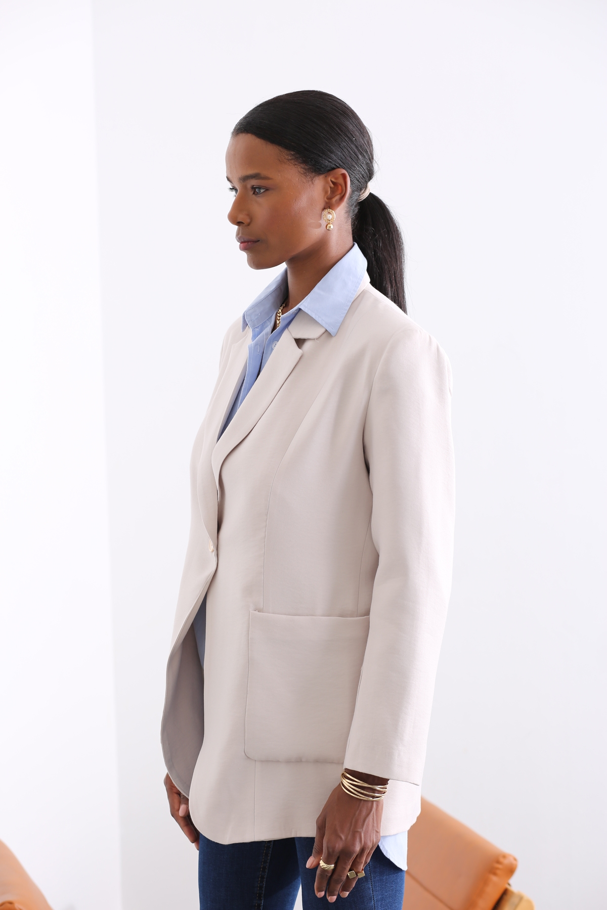 Taş Tek Düğmeli Blazer Ceket 7025