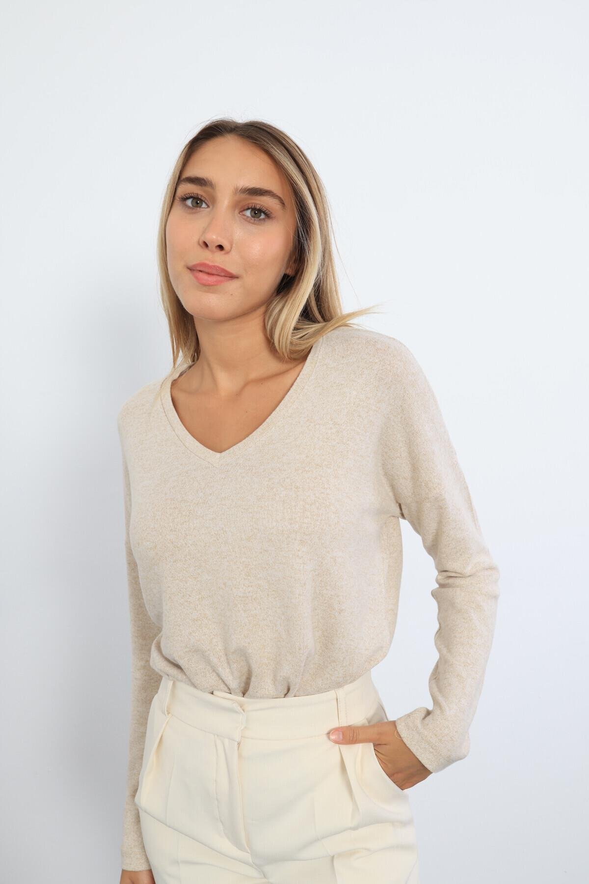 Taş V Yaka Basic Triko 7590