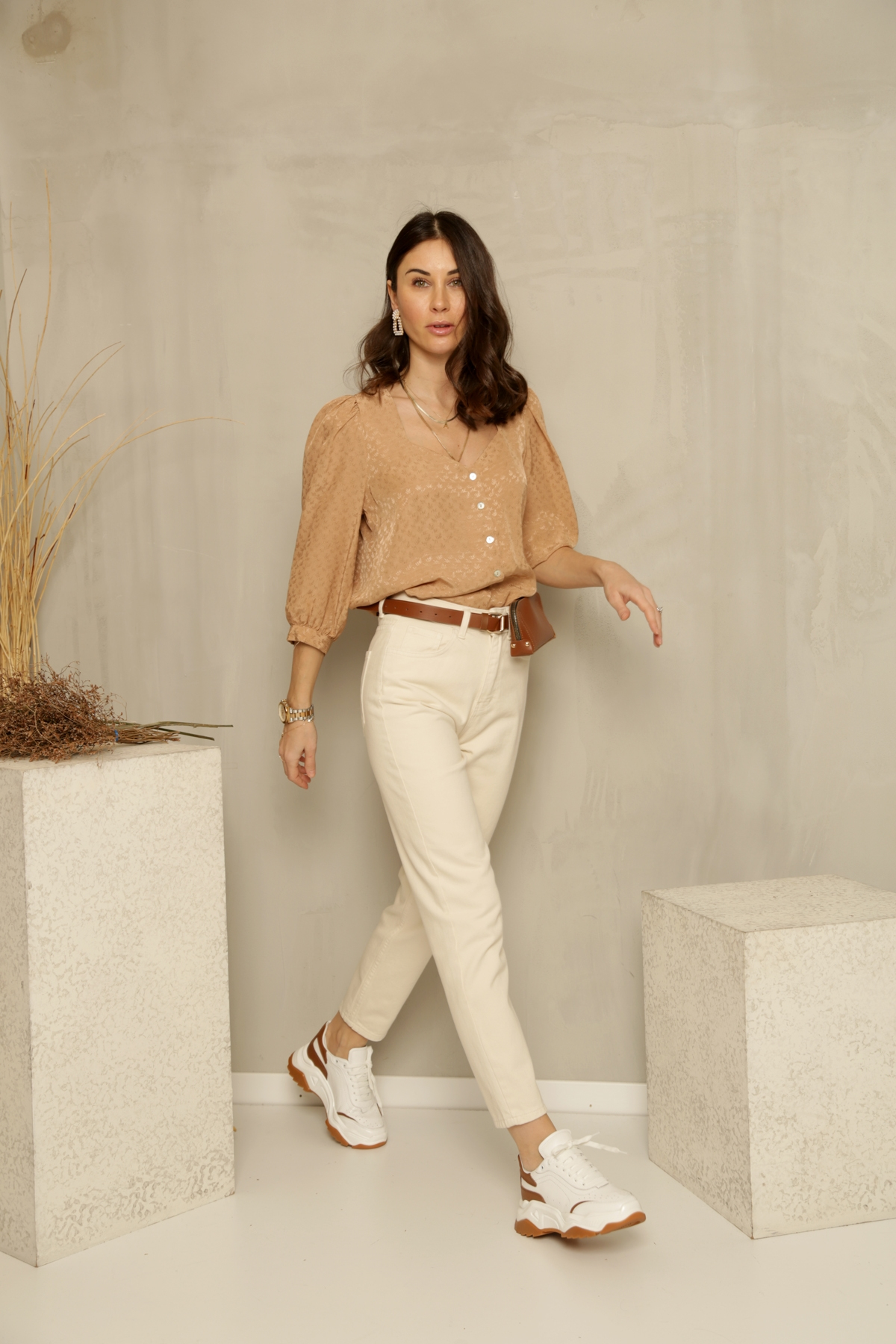 Taş Yüksek Bel Mom Fit 72082