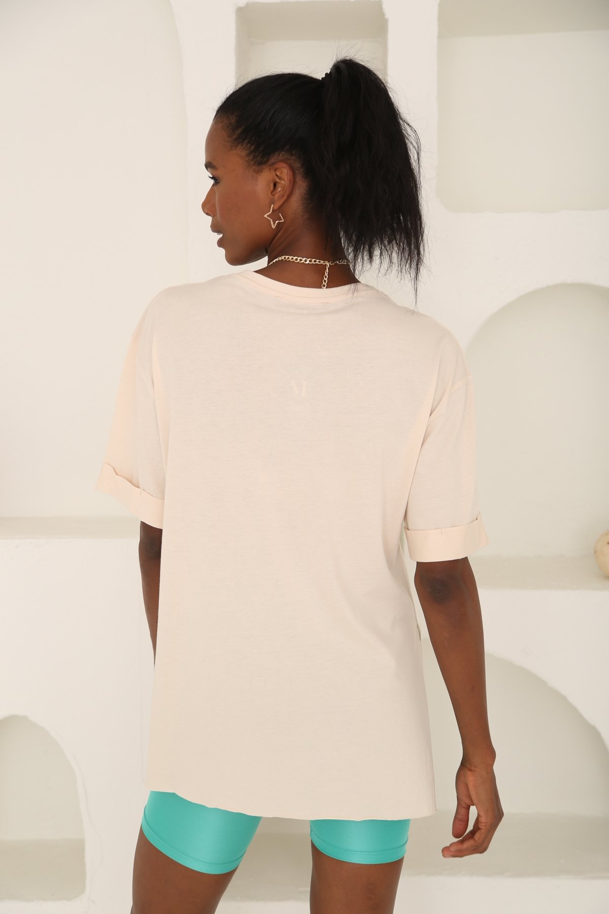 Ten Yırtmaçlı Duble Kol Tshirt 3158