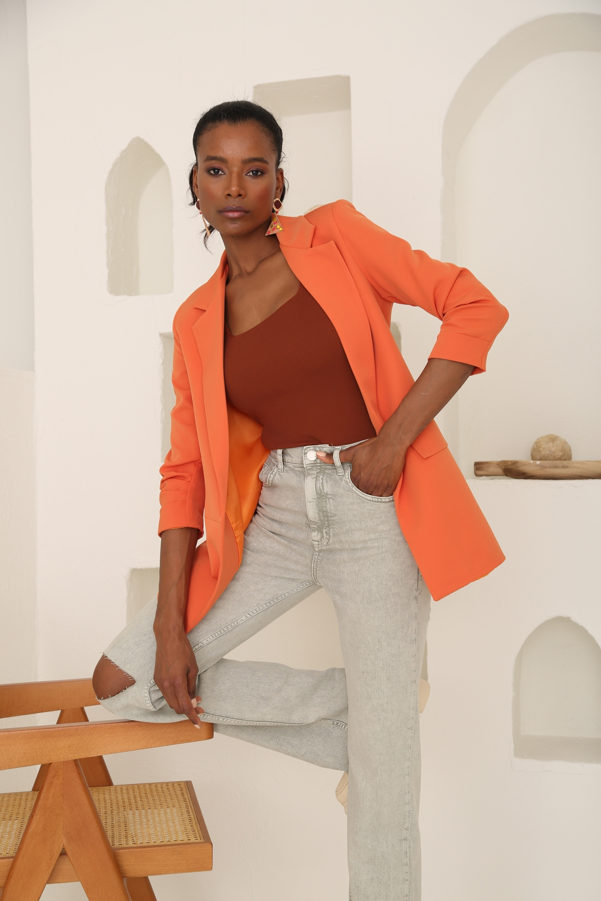 Turuncu Duble Kol Blazer ceket 3150