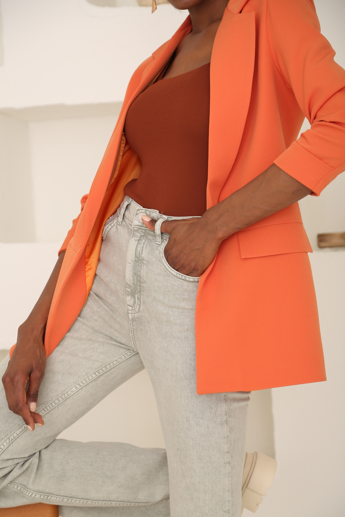 Turuncu Duble Kol Blazer ceket 3150
