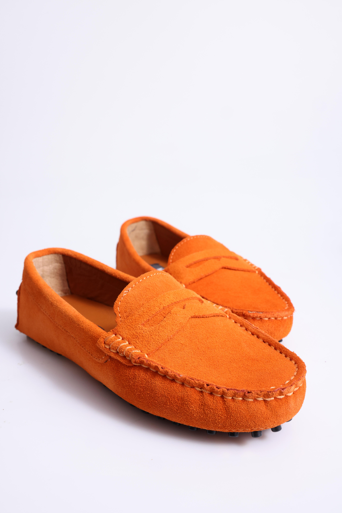 Turuncu Süet Klasik Loafer 