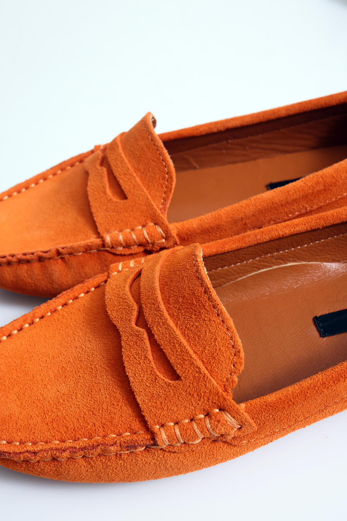 Turuncu Süet Klasik Loafer 