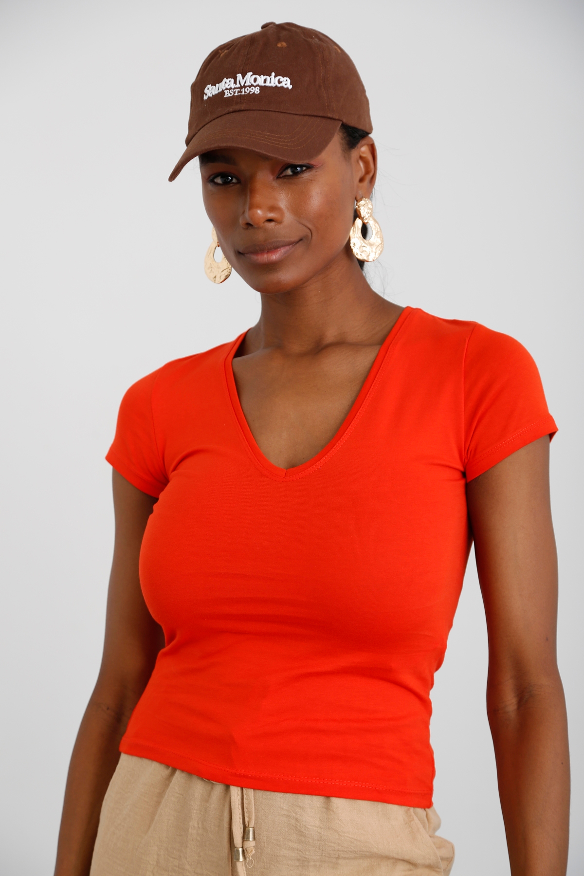 Turuncu V Yaka Tshirt 4083