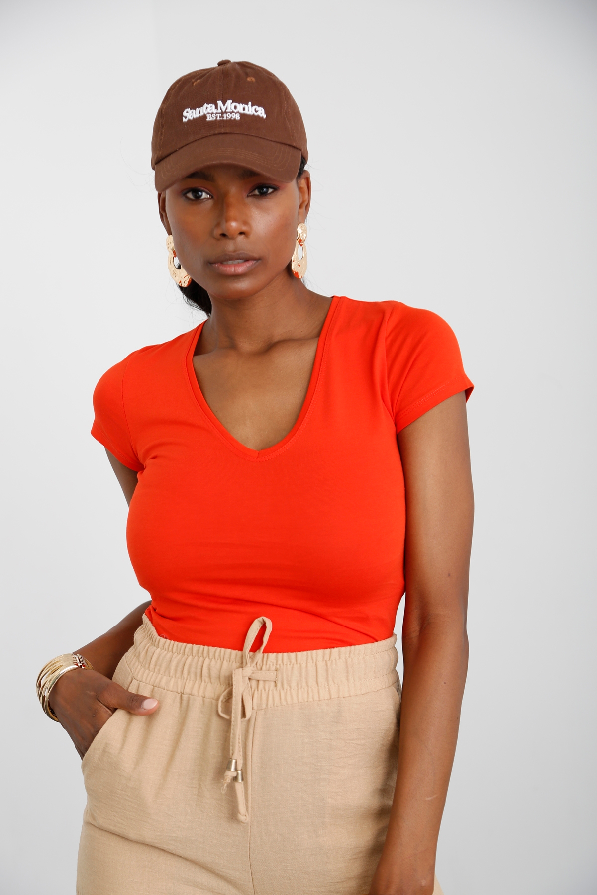 Turuncu V Yaka Tshirt 4083